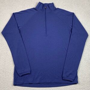 Ibex Merino Wool Shirt Men's Size M Blue Long Sleeve 1/4 Zip Base Layer Medium
